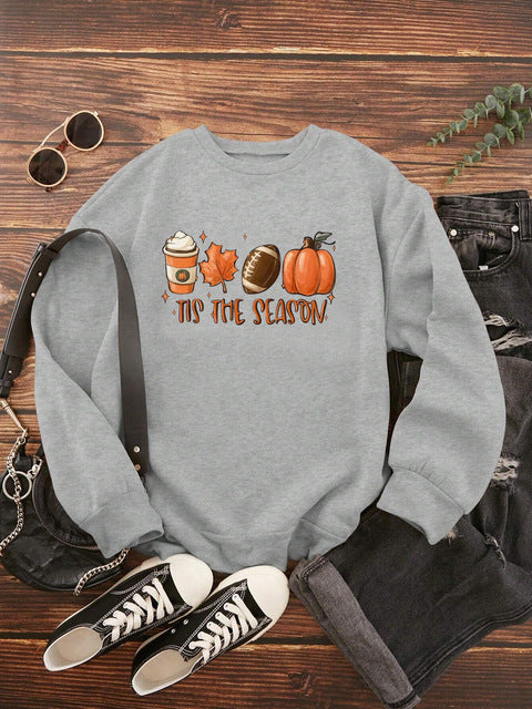 Women's Sweatshirt,It's Autumn Graphic Long Sleeve Crew Nec