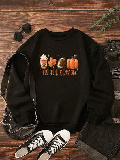 Women's Sweatshirt,It's Autumn Graphic Long Sleeve Crew Nec