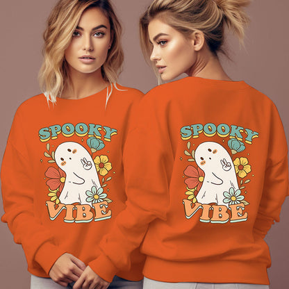 Women's Spooky Vibe Print Hoodies Fashion Cartoon Flower Gho